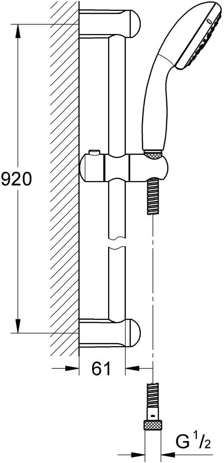 Grohe 28789002 Tempesta 100 Brausestangenset 3 Strahlarten, Chrom Zeitgenössisch 3 Strahlarten Mit W