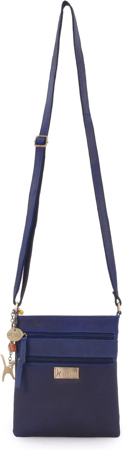 Catwalk Collection Handbags - Damen Pull - Up Leder Umhängetasche - Crossbody Bag Klein - Handtasche