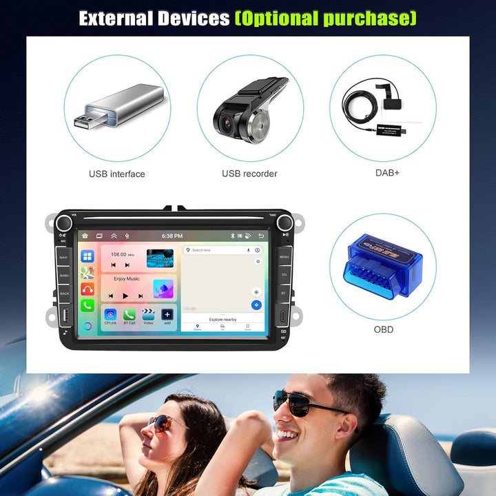 8 Core 6 + 128G Android 15 Auto Radio für VW Passat Golf Sitz Altea Jatta Skoda, 8 "IPS 2.5D -Auto -
