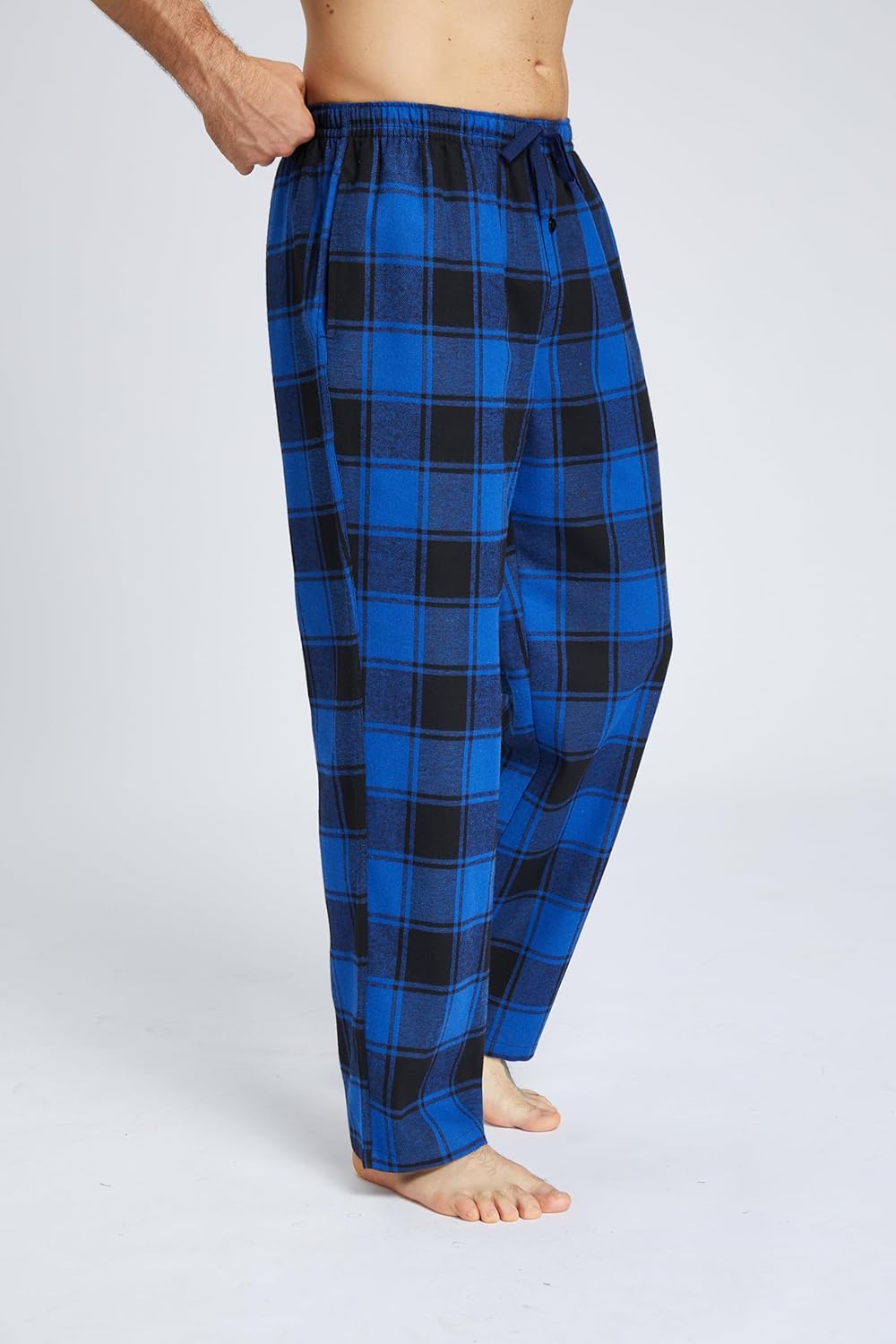 Jveyvth Herren Pyjamahose Flanell Baumwolle kariert Schlaf & Lounge Hose, PJ Hose mit Taschen und Kn
