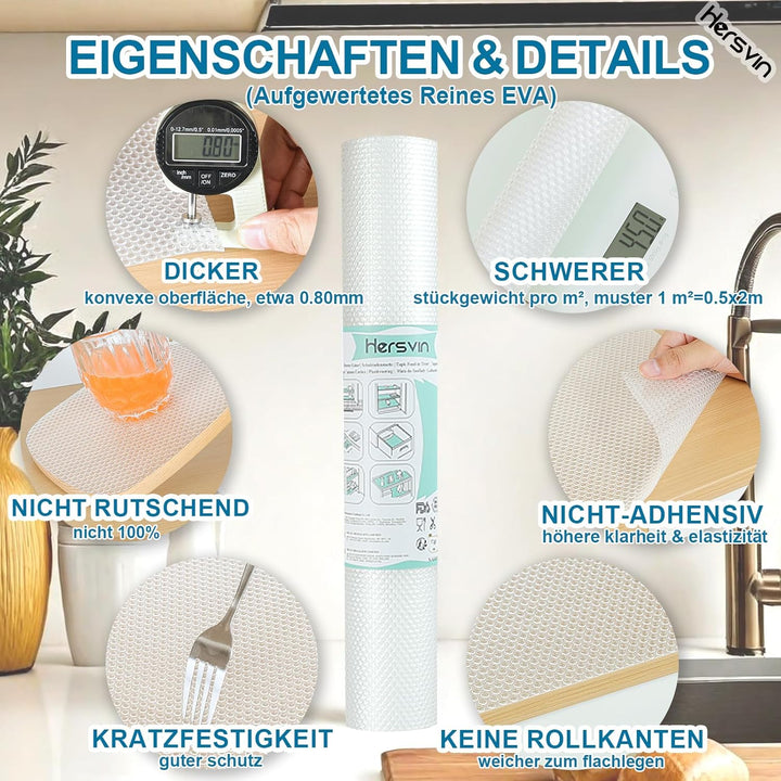 Hersvin Schubladenmatte 50cmx600cm Aufgewertetes Reines Eva Schrankpapier Schubladeneinlage Wasserfe