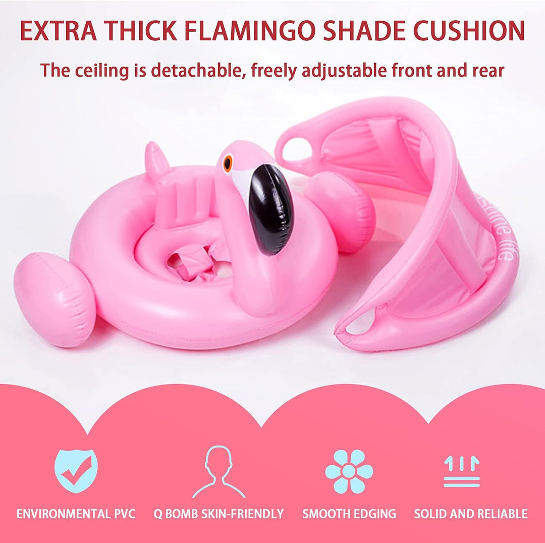 Yisscen Baby Schwimmring, Schwimmring Flamingo, Baby schwimmring mit Sonnenschutz, Baby Pool Schwimm