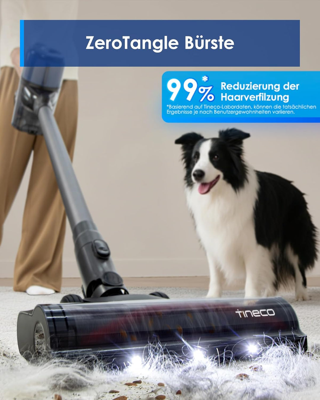 Tineco Pure ONE S30 Akku Staubsauger, 150AW Saugleistung, bis zu 65 Min. Laufzeit, ZeroTangle-Bürste