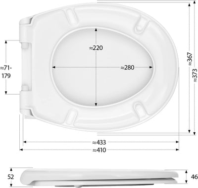 'aquaSu® Toilettendeckel mit WC-Stein | WC-Sitz Absenkautomatik | Antirutsch-Set | Belastbar bis 300