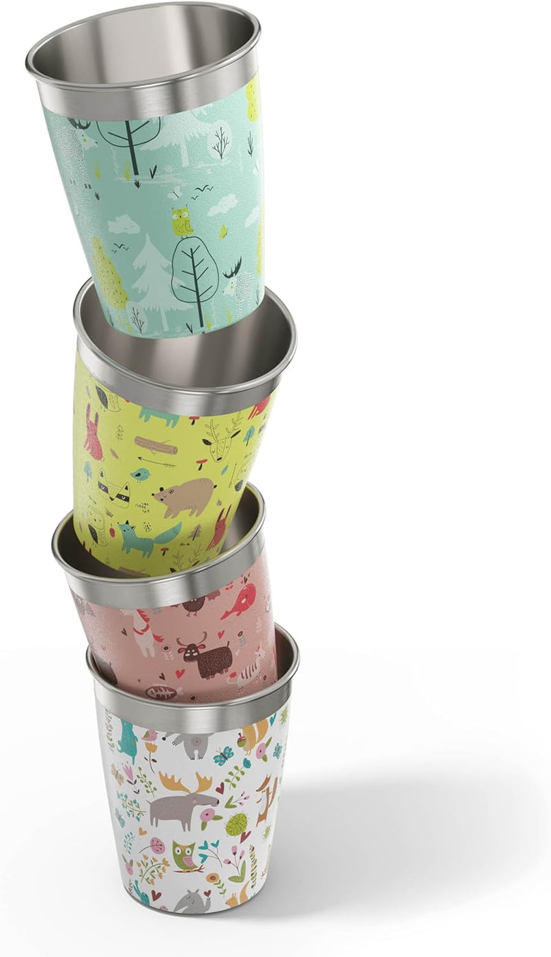 SIGG Kinderbecher Set (4 x 0.35 L), Trinkbecher für Kinder in 4 bunten Designs für Jungen und Mädche