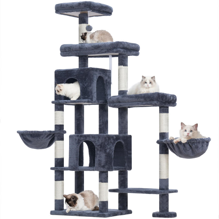 Hey-brother XXL Kratzbaum für gross Katzen, 180 cm hoch Stabil Katzenbaum mit rechts erweitert mit 3