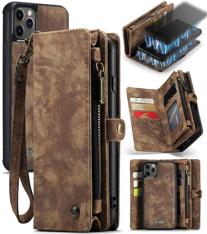 UFinetech 2-in-1 iPhone 11 Pro Max Hülle Tasche Designer TPU Bumper Leder Flip Magnetische Abnehmbar