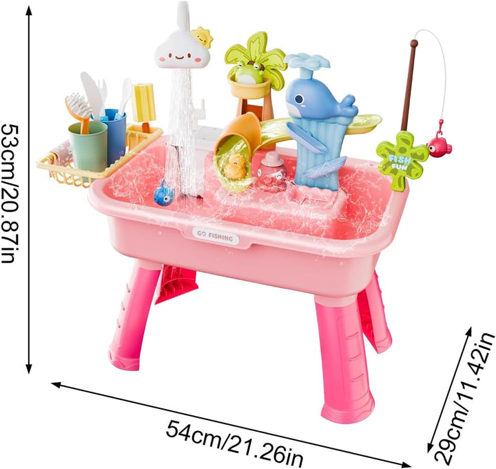 Sand Wassertisch Für Kleinkinder - 54x29x53 cm Grosser Wasserspieltisch Mit Zubehörset, Sommer-Wasse