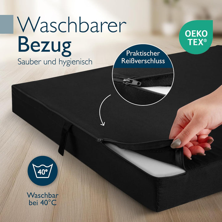 Beautissu Klappmatratze Gästebett klappbar Faltmatratze mit Tragegriff | 80x195cm Schwarz faltbare G