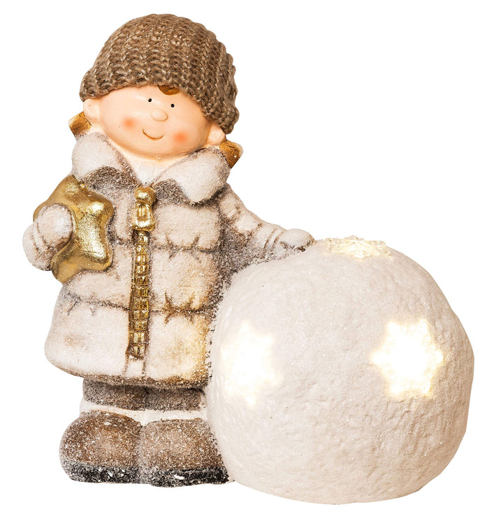 Wichtelstube-Kollektion XL 35cm Dekofigur LED Schneeball Weihnachten Deko Garten Weihnachsdeko