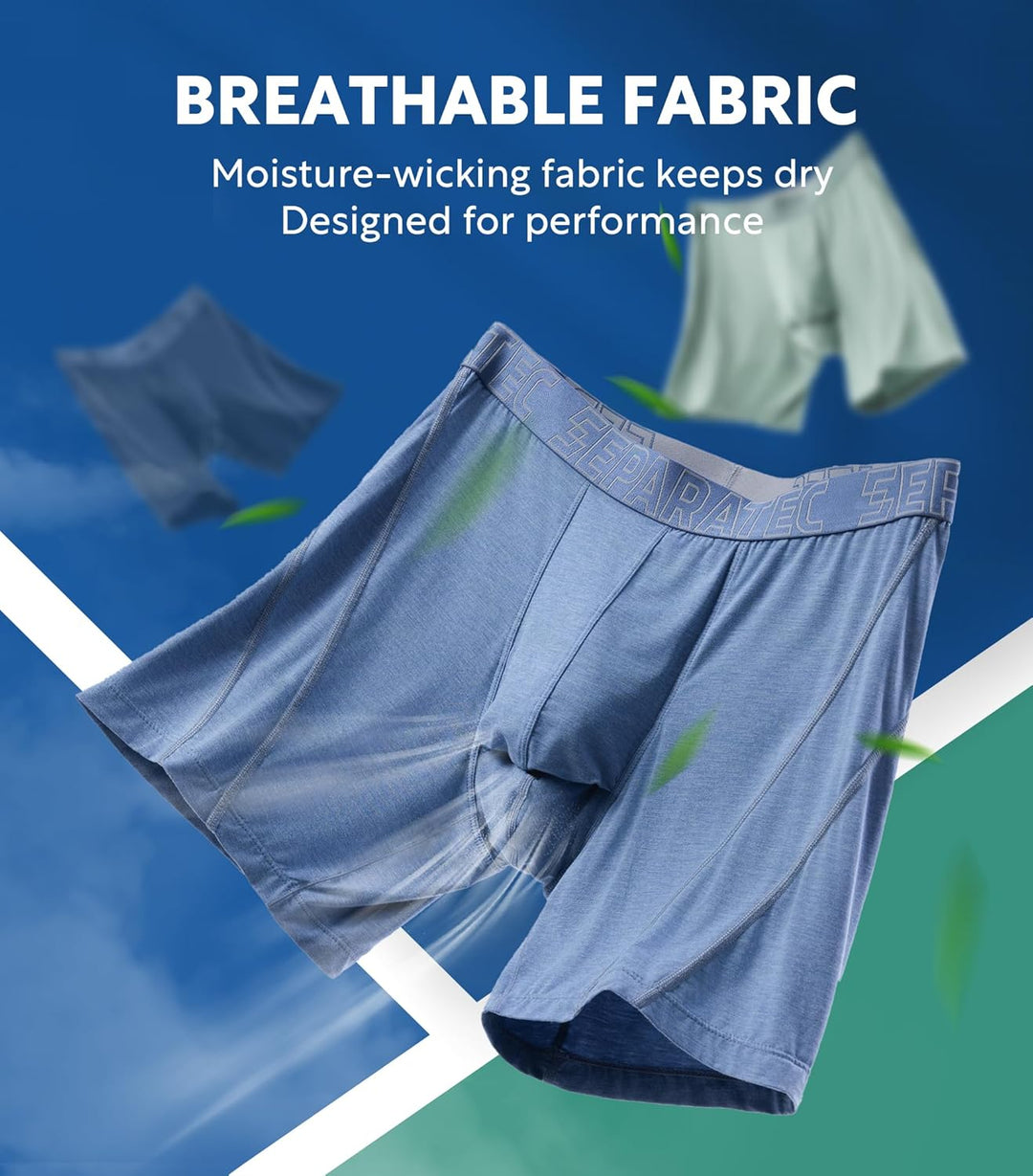 Separatec Herren Boxershorts Glattes Bambus Rayon mit getrennten Beuteln Unterwäsche 3er Pack Boxers