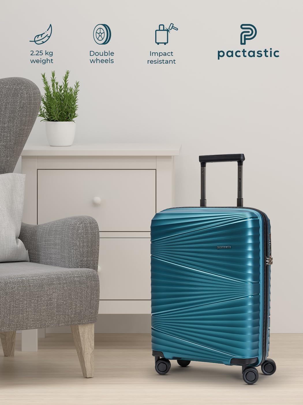 Pactastic Collection 02 Ultra-leicht Hartschalen Kabinen-Koffer | Kleiner Cabin-Trolley 39 x 20 x 55