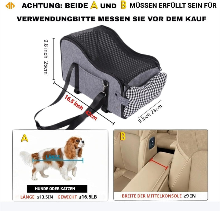 Mittelkonsole Hundeautositz, Haustier-Welpen-Autositz, Mittelkonsole, Armlehne für kleine Hunde (Kar