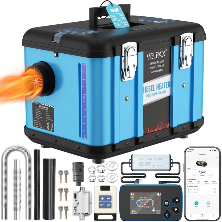 VELPAX Diesel Luftheizung All in One 8KW Dieselheizung,mit Fernbedienung &amp; LCD-Schalterdisplay 12V &amp;
