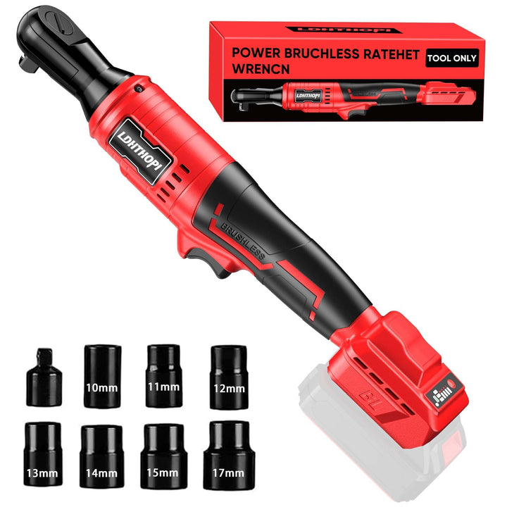 LDHTHOPI 3/8" Akku Ratsche 18V für Makita,MAX 100 Nm(75FT-LBS) Elektrische Ratsche mit LED-Licht,Rec
