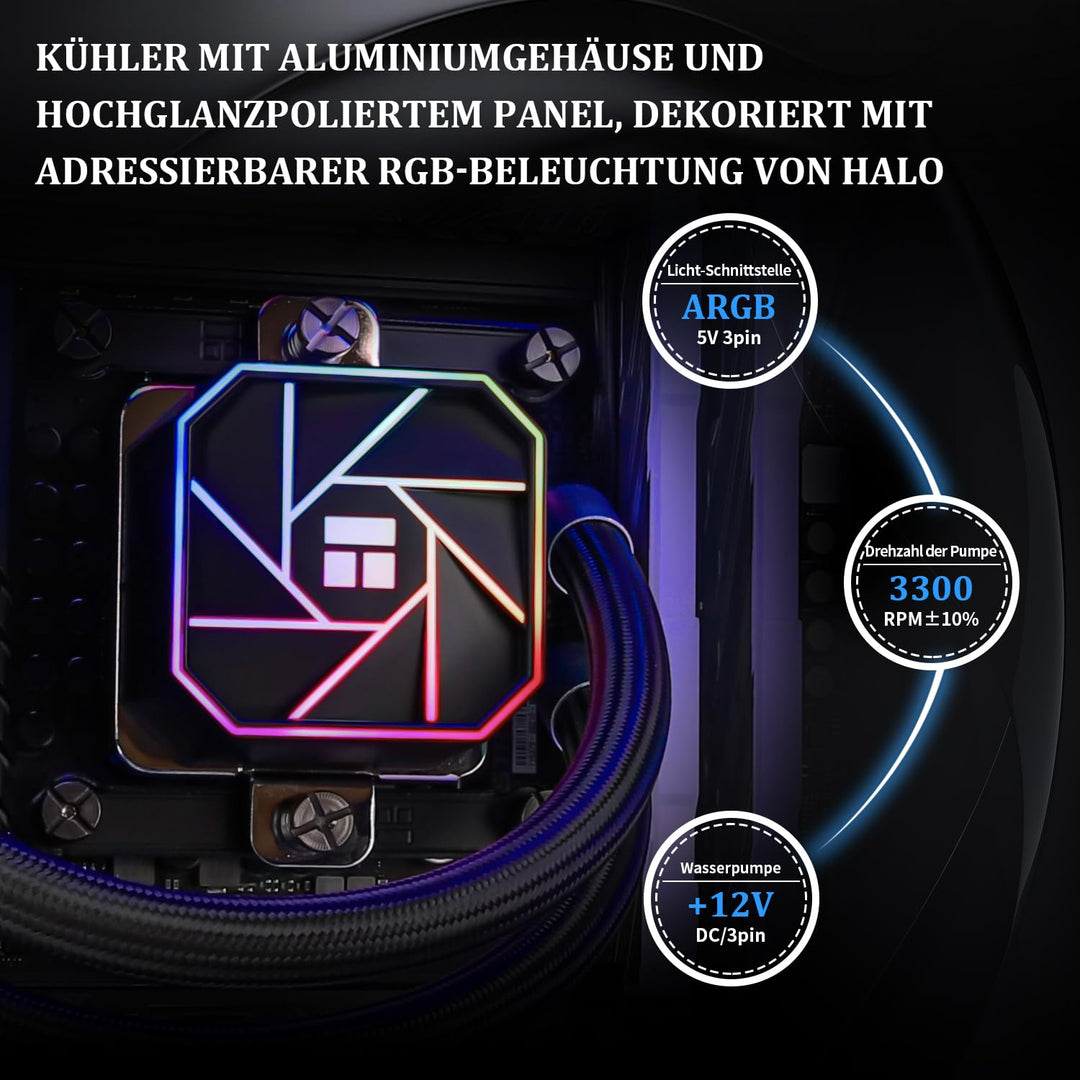 Thermalright AQUA ELITE 240 V3 Flüssig-CPU-Kühler, Doppel-PWM-ARGB-Lüfter mit S-FDB-Lagern, effizien