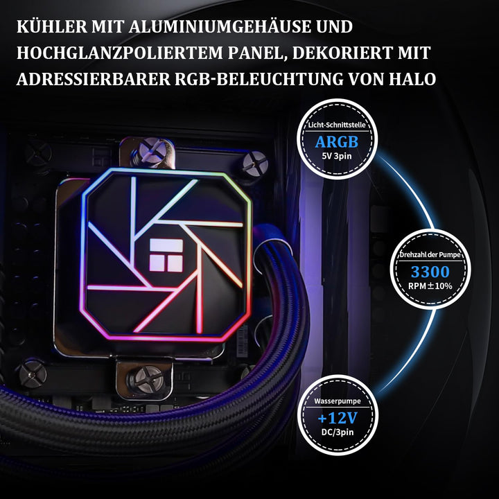 Thermalright AQUA ELITE 240 V3 Flüssig-CPU-Kühler, Doppel-PWM-ARGB-Lüfter mit S-FDB-Lagern, effizien