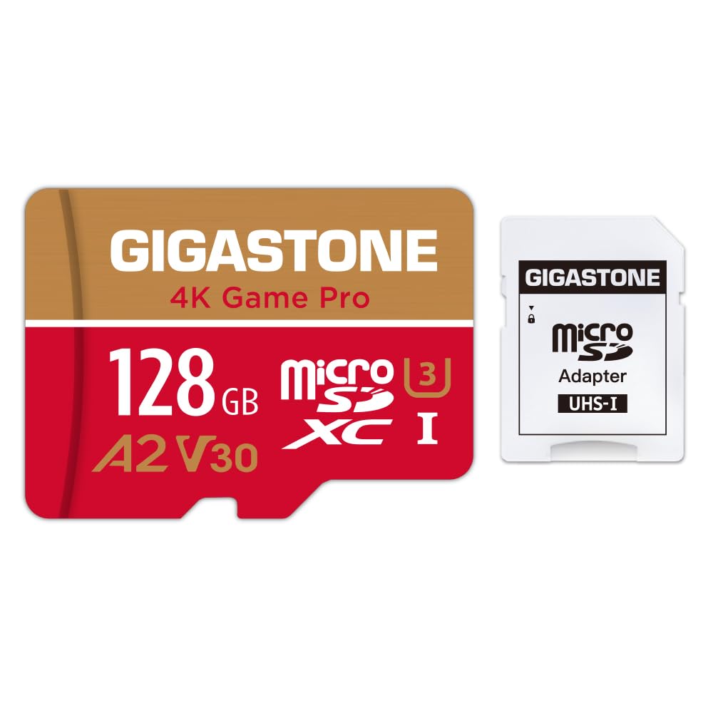 [5 Jahre kostenlose Datenwiederherstellung] GIGASTONE 128GB Micro SD Karte, 4K Game Pro, bis zu 100/