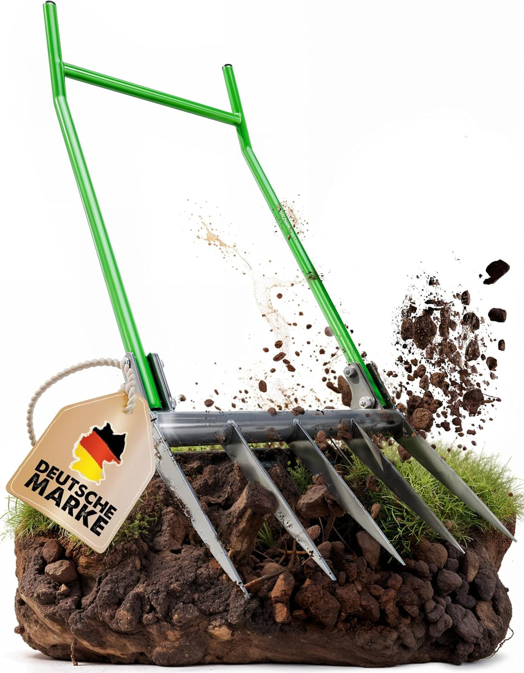 GARLINGO Grabegabel | 50cm Breite Broadfork | Mit Trittbügel für maximal Hebelwirkung | Gartengabel