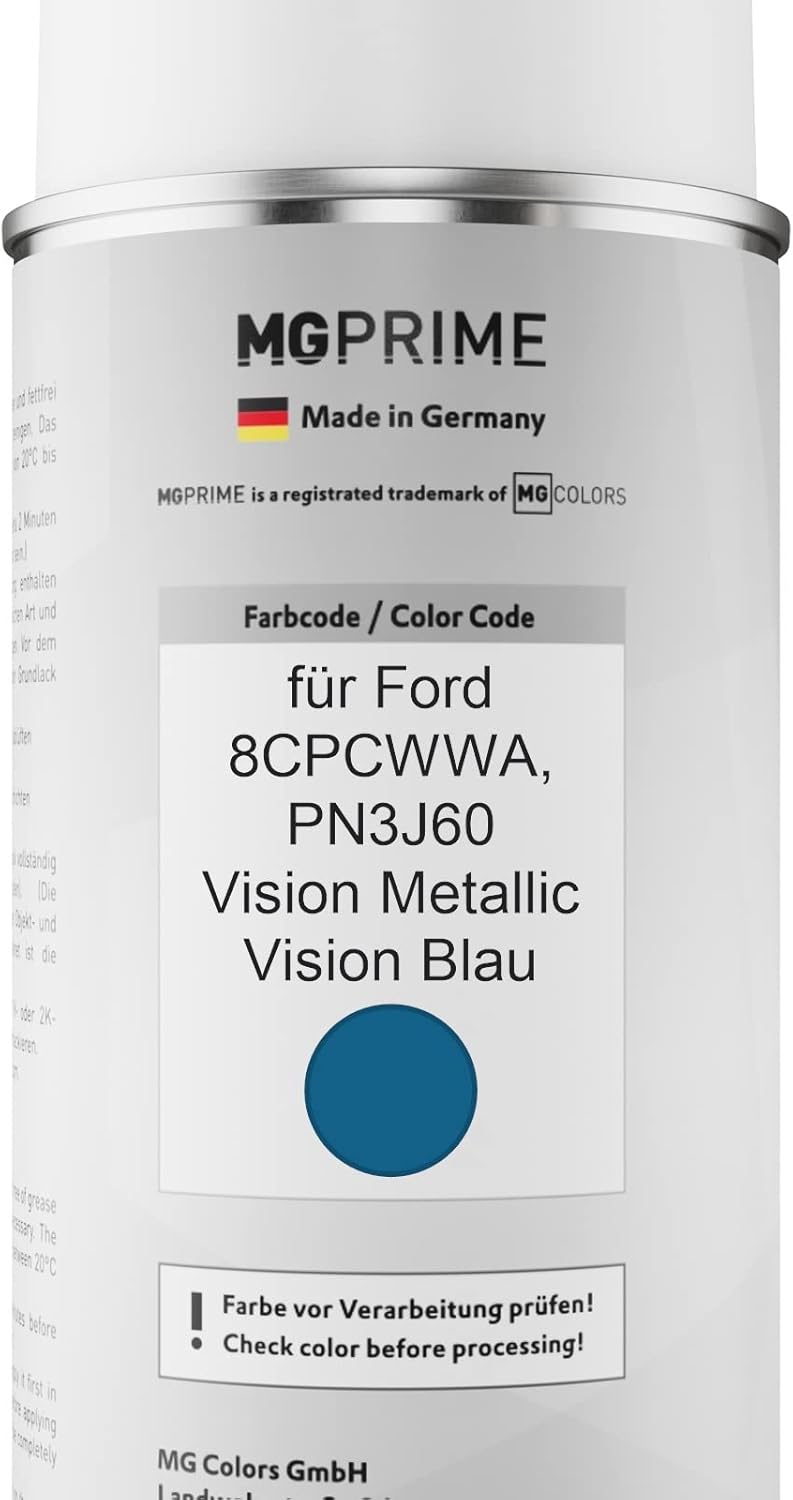 MG PRIME Autolack Sprühdosen Set für Ford 8CPCWWA / PN3J60 Vision Metallic/Vision Blau Basislack Kla