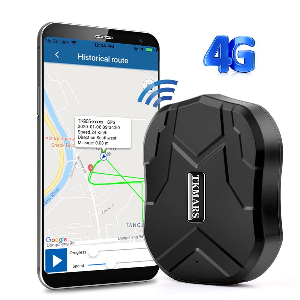 TKMARS 4G Tracker Auto GPS Tracker Auto Echtzeit-Ortung, 90 Tage Standby-Zeit, Stark Magnetisch Wass