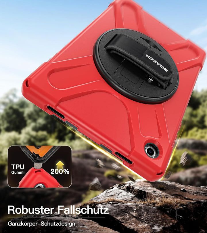 BRAECN für Galaxy Tab A11+ Hülle - Samsung Tablet A11 Plus 11" 2025 Rot | Stossfeste Schutzhülle mit