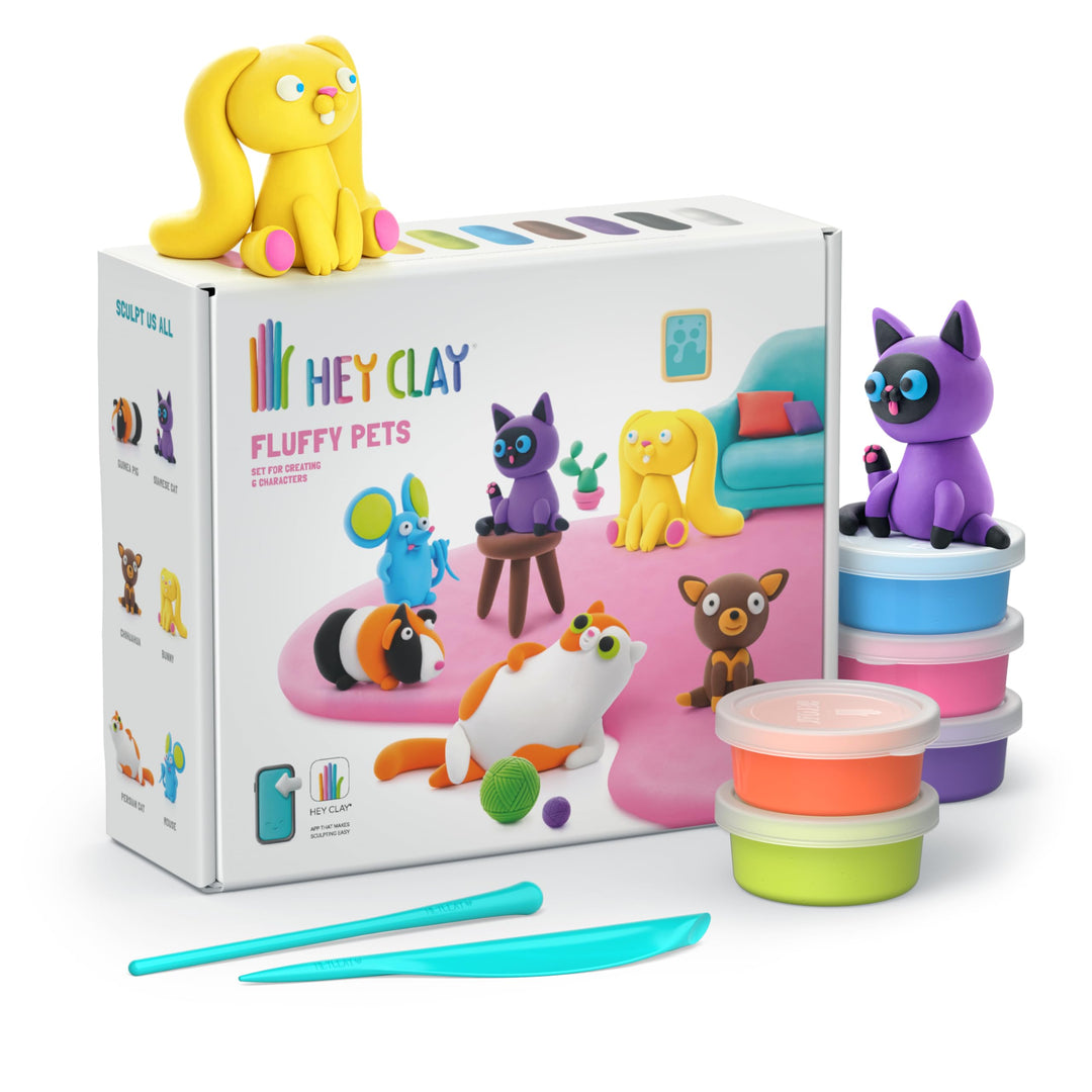 HEY CLAY - 15 Dosen lufttrocknende Knete für Kinder ab 3 Jahren - Kreatives Bastelset - Modelliermas