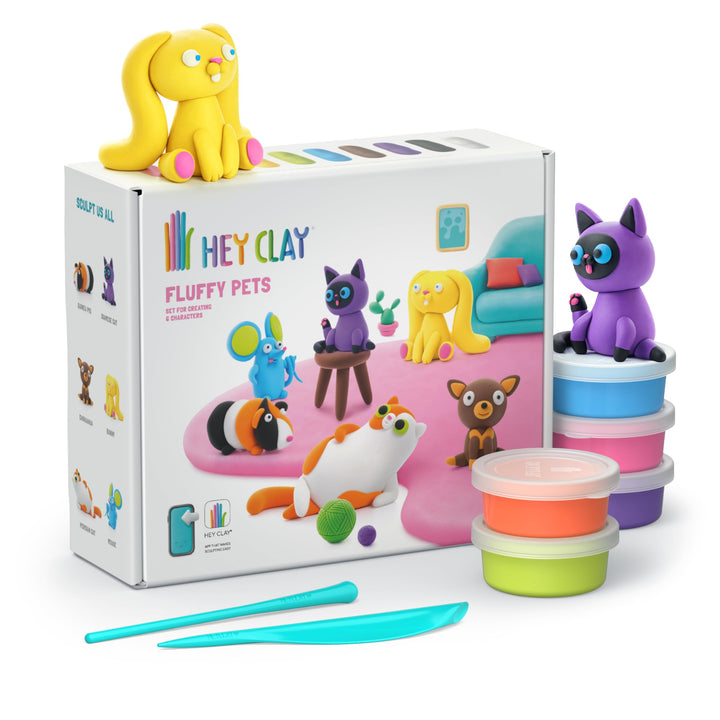 HEY CLAY - 15 Dosen lufttrocknende Knete für Kinder ab 3 Jahren - Kreatives Bastelset - Modelliermas