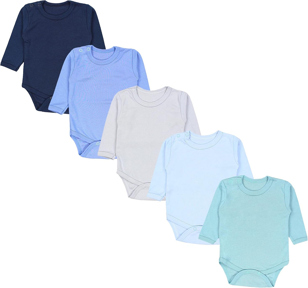 TupTam Baby Body Langarm – Weicher Body Baby 5er Pack aus Baumwolle, Unifarben, OEKO-TEX Zertifizier