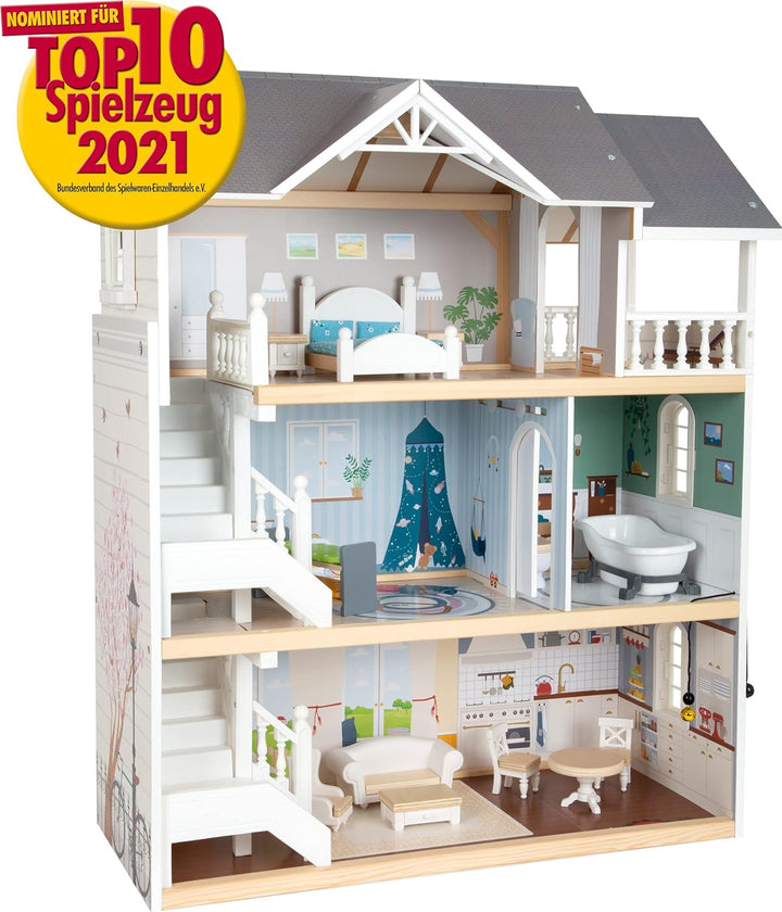 Small Foot Puppenhaus Stadtvilla, mit DREI Etagen, offener Front und umfangreichem Mobiliar, ab 3 Ja