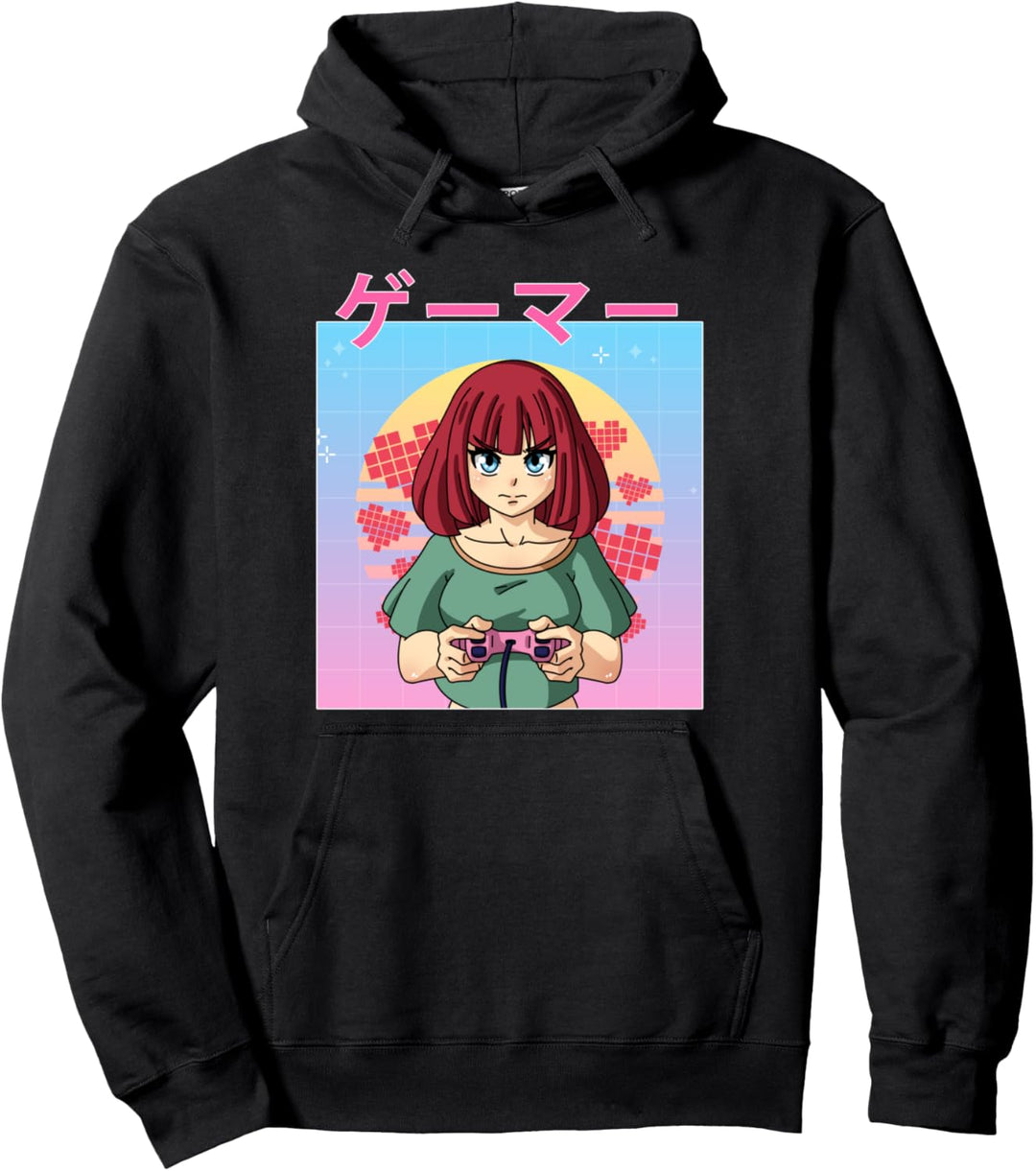 Retro 90er Jahre Japanisch Anime Mädchen Video Spiel Gamer Pullover Hoodie