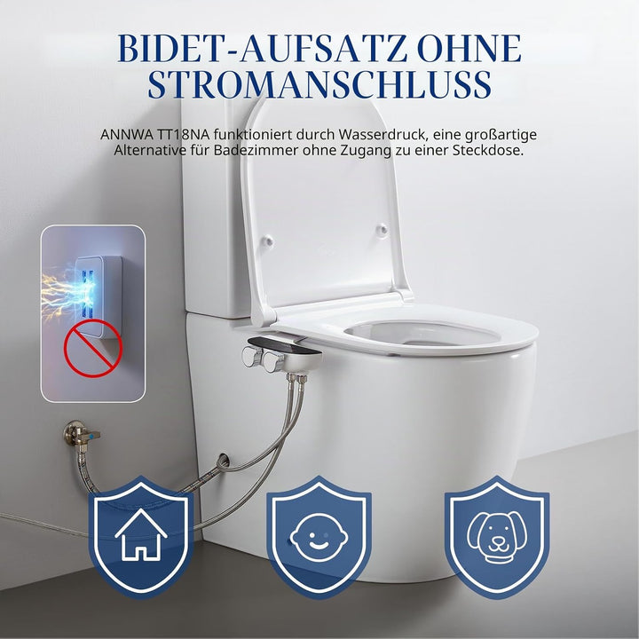 Bidet Aufsatz für Toilette, Cold/Heiss Water Bidet Dusch-WC,mit Einziehbare selbstreinigende Doppeld