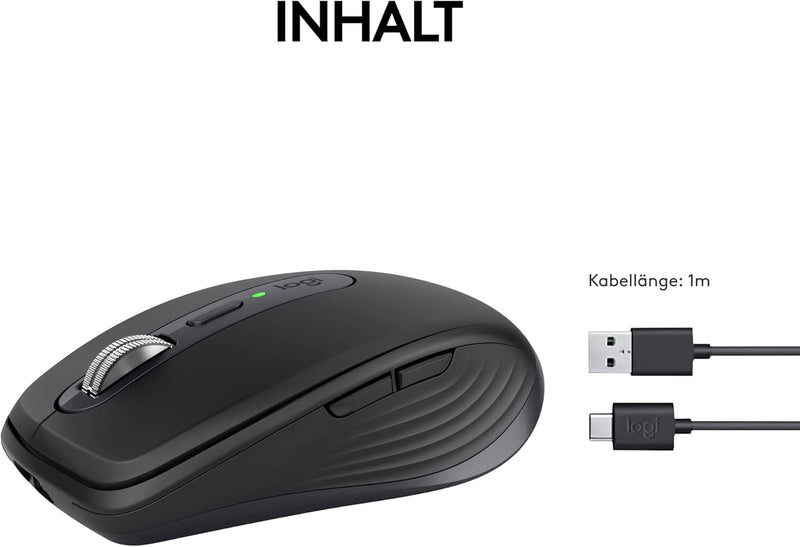 Logitech MX Anywhere 3S Compact Kabellose Maus, Fast Scrolling, 8K DPI Any-Surface Tracking, Quiet C