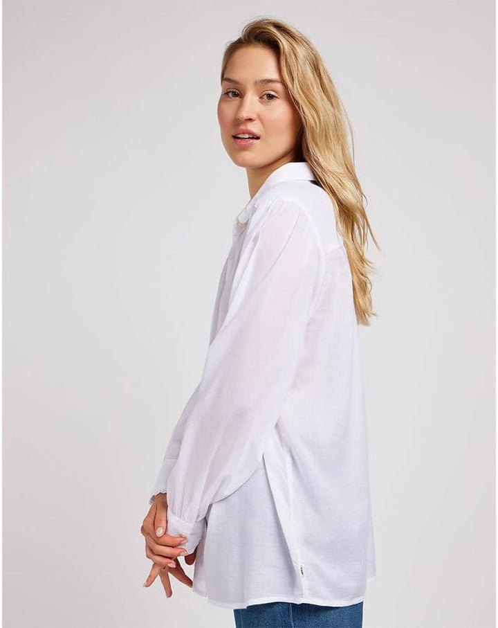 Lee Damen Shirred Blouse Shirt M Bright White, M Bright White