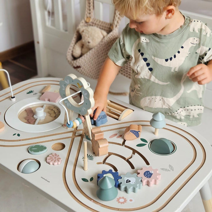 Mamabrum Holz-Lerntisch für Kinder mit 10 Aktivitäten für Kinder 3+, Montessori Spielzeug, Motoriksc