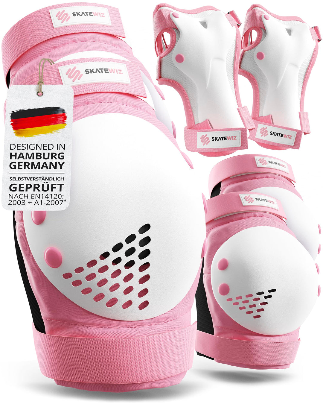 SKATEWIZ Skate Protektoren Schoner Inliner Kinder und Erwachsene - Knieschützer Kinder Set [6pc] SMA
