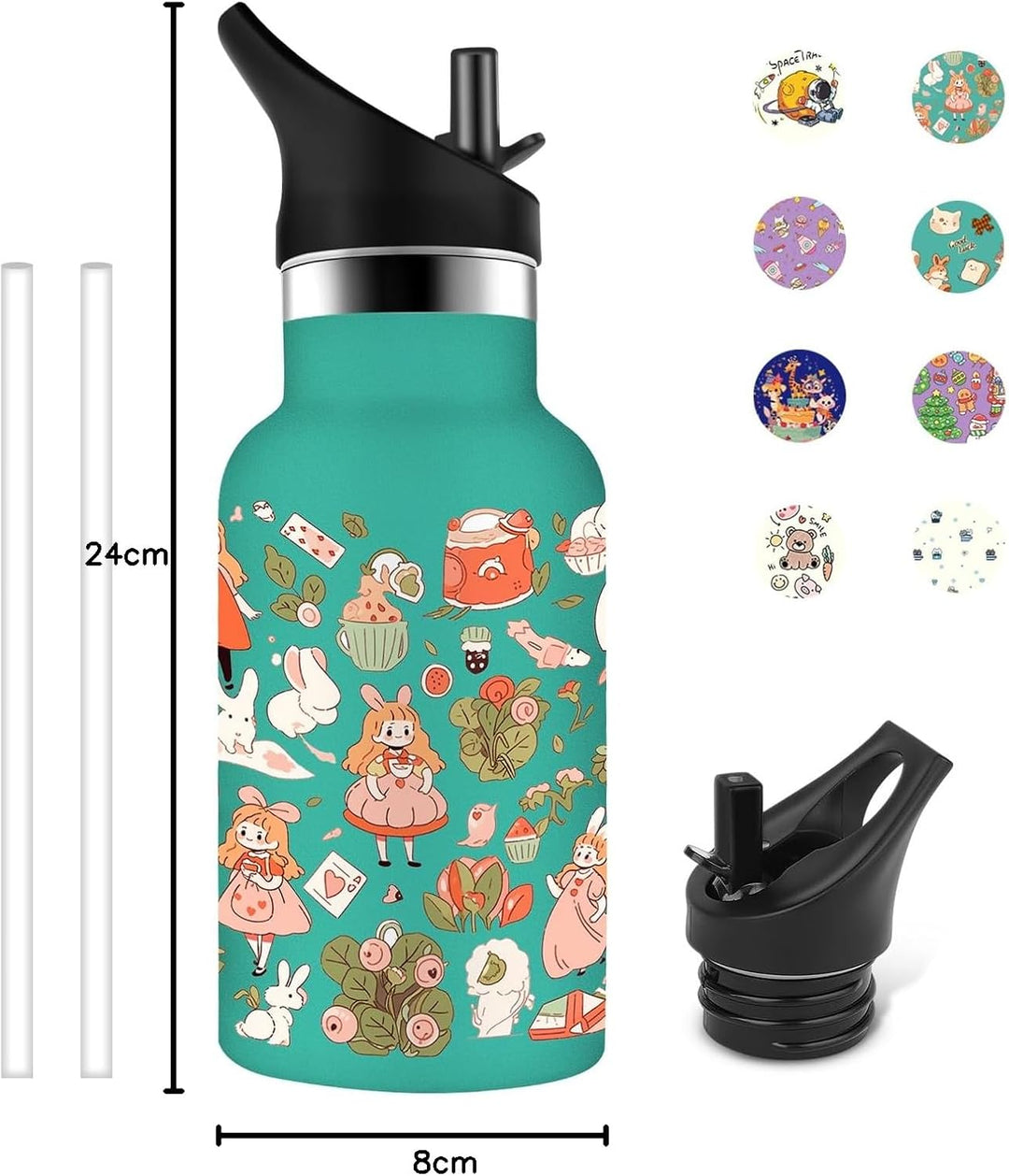 Grsta Trinkflasche Kinder, 350ml Trinkflasche Edelstahl, Trinkflasche Auslaufsicher, BPA-freie, Trin