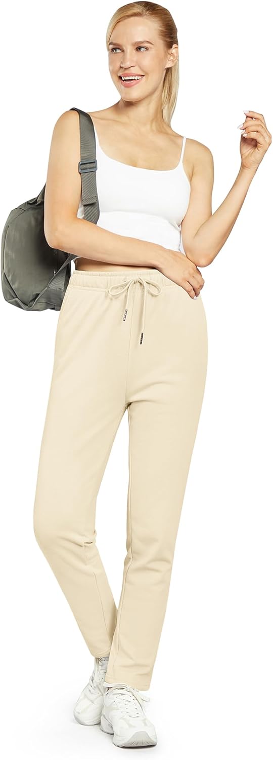 OUGES Jogginghose Damen Sporthose Lang Hose Baumwolle Freizeithose Trainingshose mit Taschen für Fra