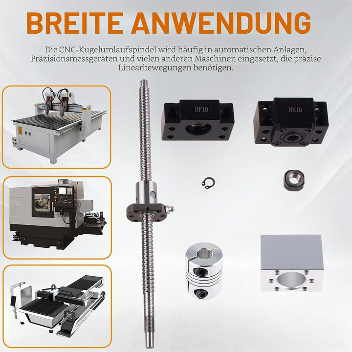 CNCYEAH SFU1204 Kugelumlaufspindel 300mm Gewindespindel Edelstahl Linearführung mit Bearbeitetem End