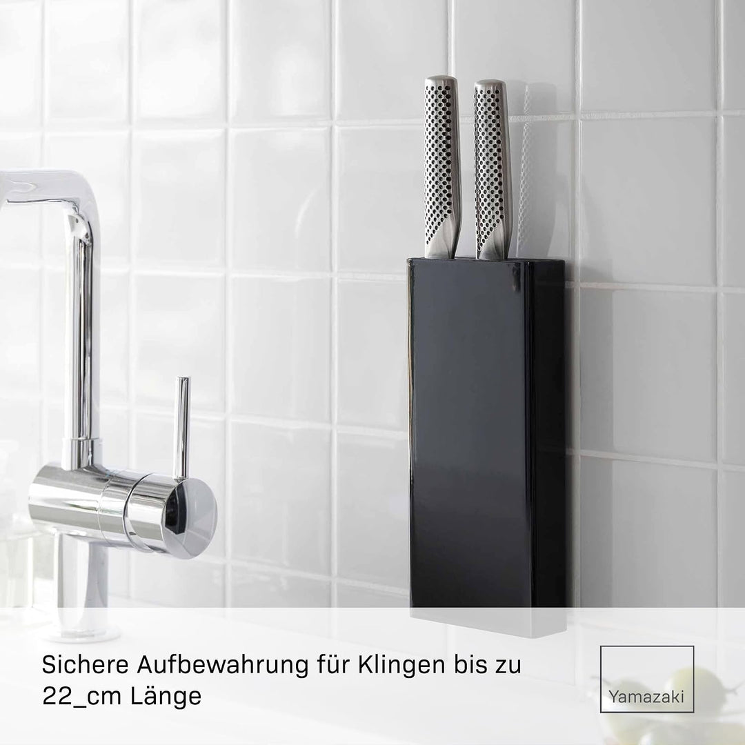 Yamazaki Tower Film Hook Selbstklebender Messerblock, schwarz | Stahl, Befestigung ohne Bohren, Mit