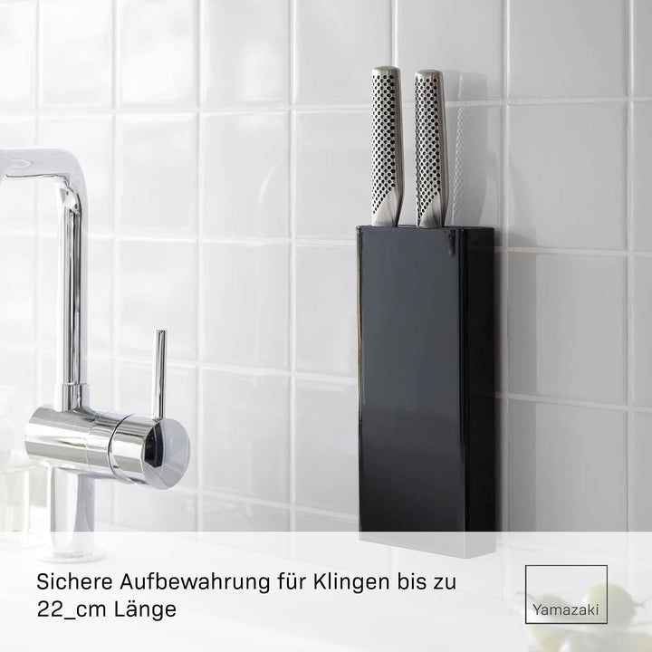 Yamazaki Tower Film Hook Selbstklebender Messerblock, schwarz | Stahl, Befestigung ohne Bohren, Mit
