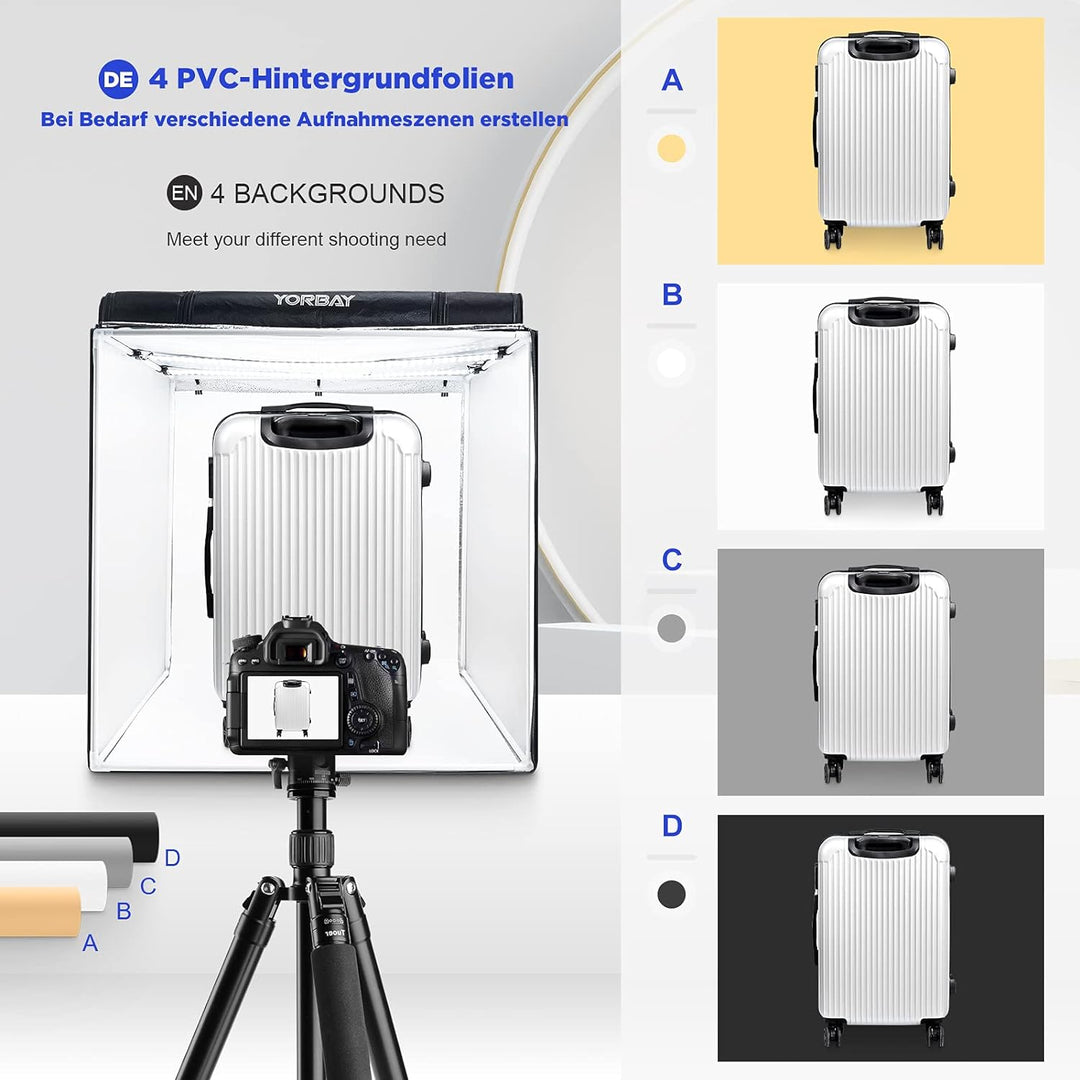Yorbay Fotostudio Set 80 x 80 x 80cm CRI 95+ LED-Fotobox Lichtbox Lichtwürfel Profi Fotografie Licht