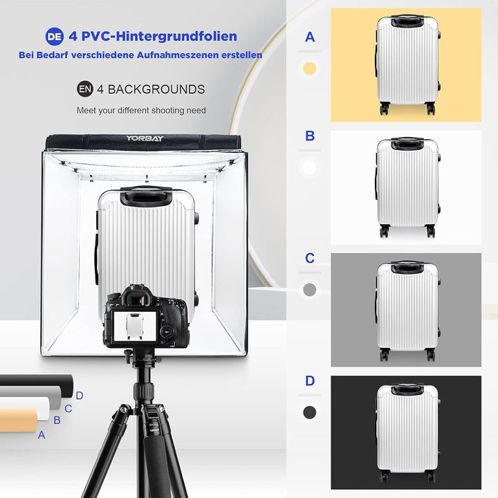 Yorbay Fotostudio Set 80 x 80 x 80cm CRI 95+ LED-Fotobox Lichtbox Lichtwürfel Profi Fotografie Licht