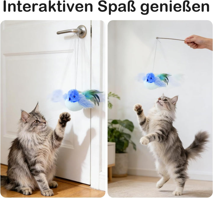 Migipaws Katzenspielzeug, elektrisches interaktives Katzenspielzeug,echte Flattern und Zwitschern wi