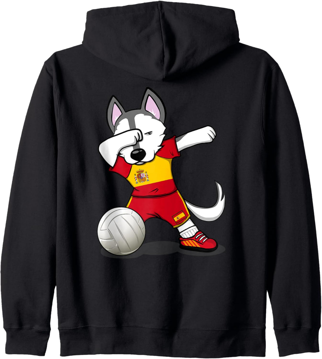 Dabbing Husky Hund Spanien Volleyball Spanische Flagge Sport Kapuzenjacke