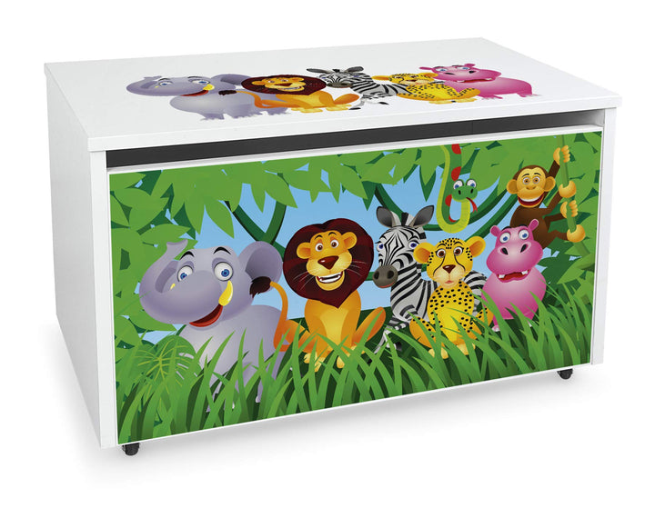 Leomark grosse Holzspielzeugkiste auf Rädern, Sitzbank mit Stauraum, Spielzeugkiste mit Deckel, XXL