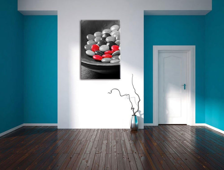 Pixxprint Schokolade Smarties Schoko Süssigkeiten, Format: 70x100 auf hochkantiges Leinwand, XXL rie