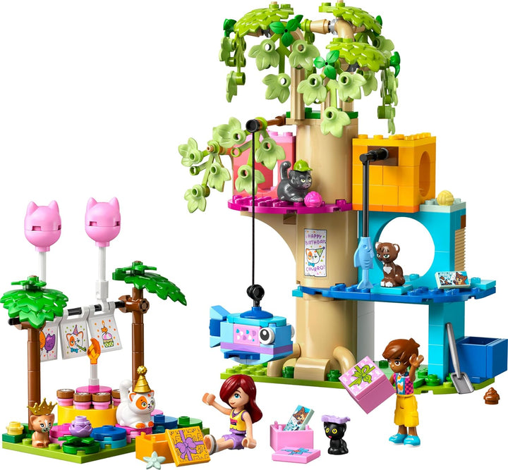 LEGO Friends Katzengeburtstagsparty & Baumhaus - Spielzeug mit 2 Minifiguren & 5 Tierfiguren -drehba