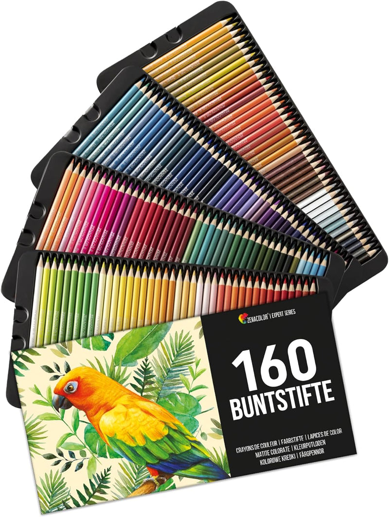 160 Zenacolor Buntstifte (Nummeriert) - Einfach aufzubewahren - Professionelles Buntstifte Set für E