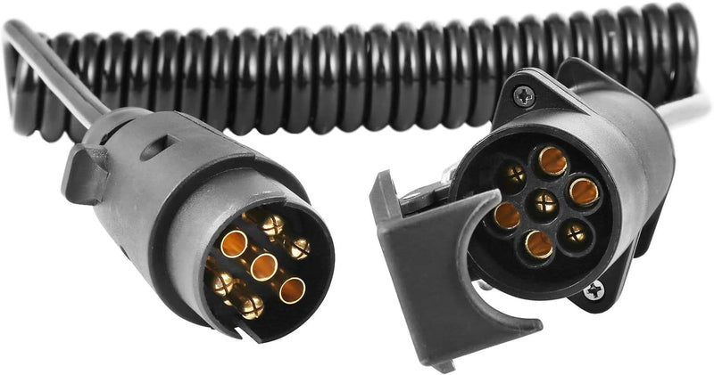 AGRISHOP 2,5M Anhänger Verlängerungskabel 7Polig 12V Spiralkabel AdapterAnhängerkabel Mit Anhänger S